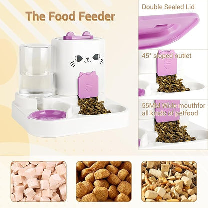 2-in-1 Gravity Pet Feeder & Water Dispenser for Cats Dogs - Large Capacity Cat Food Station with Water Bowl, Travel-Friendly (red)
