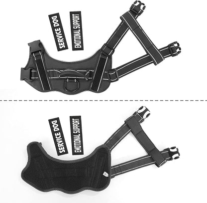 voopet Service Dog Harness,Emotional Support Pet Vest Harness,Reflective Breathable and Adjustable No-Pull ESA Dog Harness for Small Medium Large Dogs (with 4 PCS Removeable Tags) X-Small (Pack of 1)