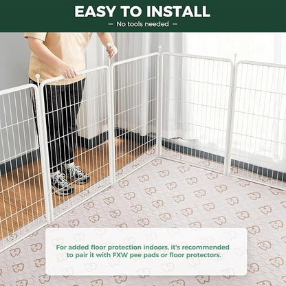 FXW Rollick Unleashed Dog Playpen for Indoor, Yard, RV Camping, 40 inch 32 Panels for Medium and Large Dogs, White│Patented