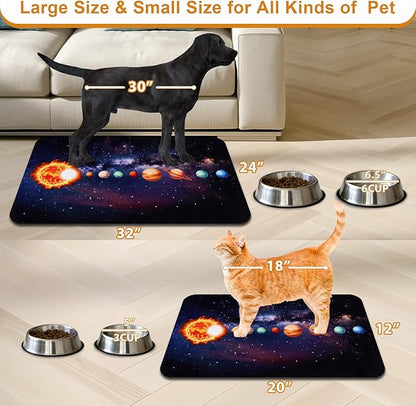 Dog Food Mats for Floors Waterproof Mat for Cat Food and Water Bowls - Absorbent Quick Dry Non Slip Mat for Pet Feeding