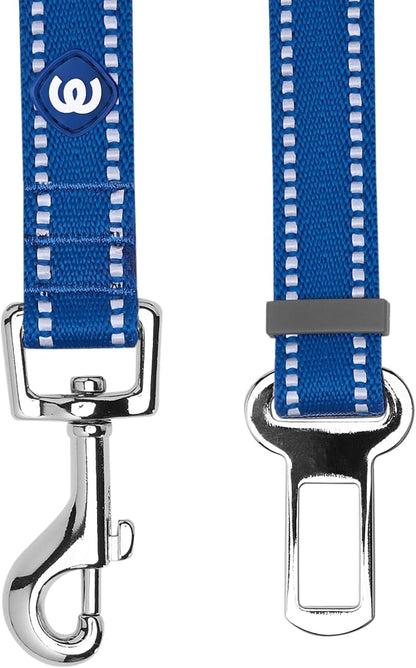 Blueberry Pet Essentials Pastel Color Reflective Dog Seat Belt Tether, Navy, Durable Safety Car Vehicle Seatbelts Leads Use with Harness
