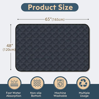 FunFurry Washable Pee Pads for Dogs - 1 Pack Reusable Pee Pads，Waterproof Puppy Pads，Pet Training Pads，Super Absorbent with Dog Paw Shape Non-Slip Backing (Dark Grey, 48" X 65" - 1 Pack)