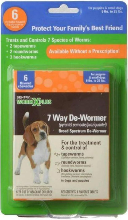 Sentry Worm X Plus 7 Way DeWormer Small Dogs (6 Count), Pack of 3