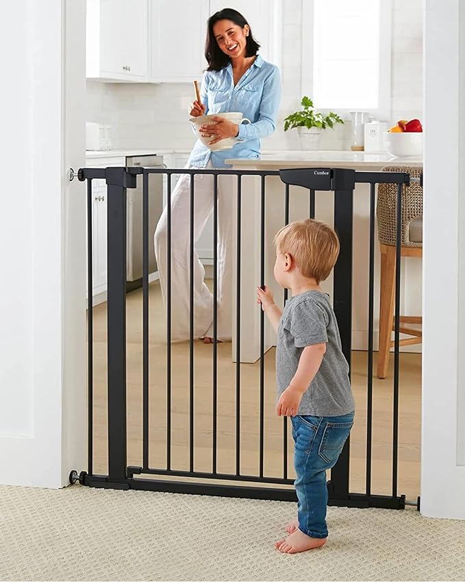Cumbor 36" Extra Tall Baby Gate for Stairs, 29.7-40.6" Wide Dog Gate for Doorways, Pressure Mounted Auto-Close Pets Gates for Dogs Indoor, Durable Safety Child Gate, Mom's Choice Awards Winner, Black