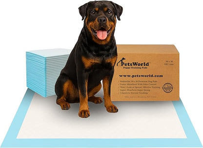 PETSWORLD Extra Large Potty Pads for Dogs, Odor Eliminating 30" x 36", 100 Count Pee Pads for Pets, Gigantic XL Dog Pads, 5 Layer Ultra Absorbent Technology, Leak Proof Training Pads for Dogs & Cats
