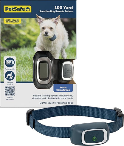 PetSafe 100 Yard Remote Training Collar – Smaller Version for Small or Medium Dogs – Choose from Tone, Vibration, or 15 Levels of Static Stimulation – Short Range Option for Training Off Leash Dogs