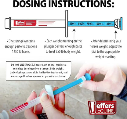 Jeffers Equine Ivermectin Gel Horse Dewormer Paste 1.87%, Broad Spectrum Equine Parasite Control Formula, Apple Flavored Oral Wormer for Horses, Easy Travel Use, Mess Free Syringe Tube - 10 Pack