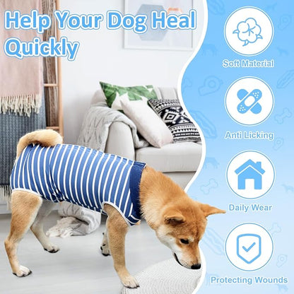 Coppthinktu Dog Recovery Suit for Abdominal Wounds, Breathable Dog Surgery Recovery Suit for Dogs, E-Collar Alternative After Surgery Wear Suit for Small/Medium Dogs