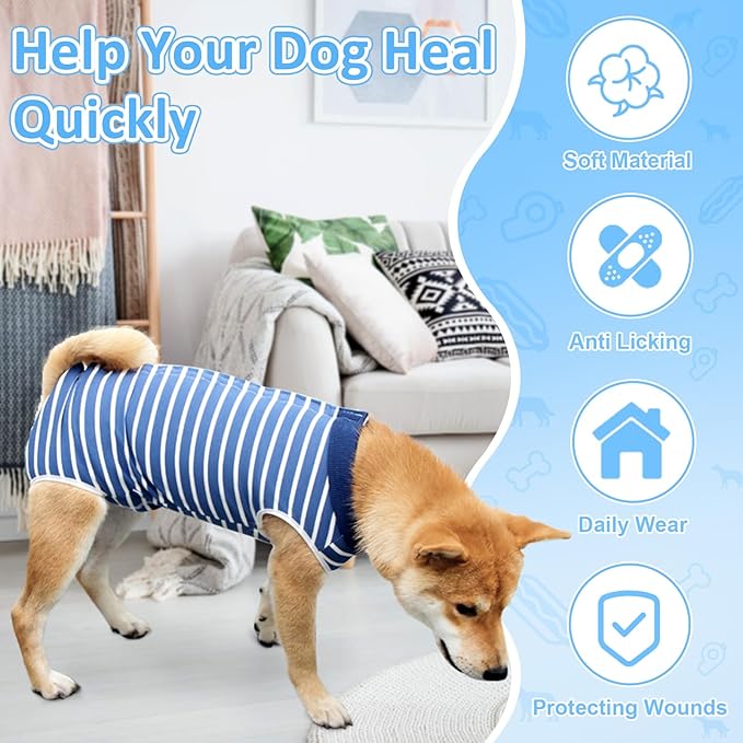 Coppthinktu Dog Recovery Suit for Abdominal Wounds, Breathable Dog Surgery Recovery Suit for Dogs, E-Collar Alternative After Surgery Wear Suit for Small/Medium Dogs