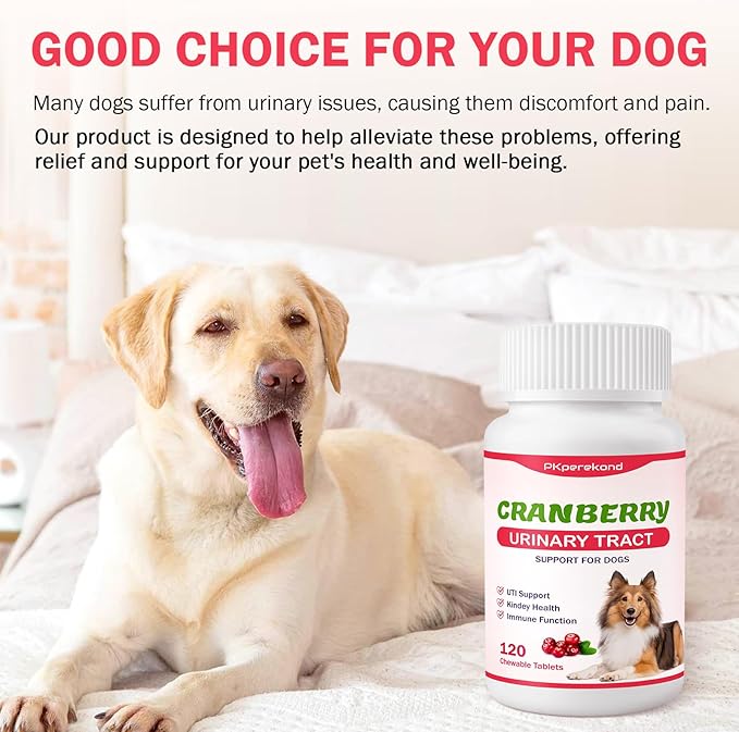Cranberry for Dogs, 120 Chewable Tablets, UTI Treatment for Dogs, Urinary Tract Support, Promote Kidney and Bladder Health, Cranberry Supplement for Dog