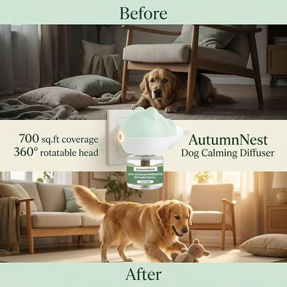 Dog Calming Diffuser Plug-in with Gentle Night Glow, 3 Refills Kit for Behavioral Support, Stress Soothing Aid for Pets During Travel, Thunder, Vet Visits, Fireworks, Safe Formula, 90 Days Supply