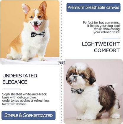 Bowtie Collars for Big Dogs, Elegant Puppy Collars with Leash Set, Dog Collars with Bowtie Adjustable 15.7"-20.9", Black, L