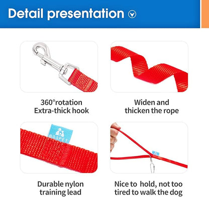 BAAPET 15/20/30/50/100 ft Long Dog Training Leash with Clickers for Small, Medium and Large Dogs or Cats (30 Feet, Red)