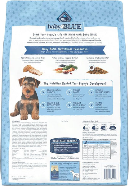 Blue Buffalo Baby Blue Natural Dry Food for Puppies, Healthy Growth Formula with DHA, Savory Chicken Recipe, 11-lb Bag