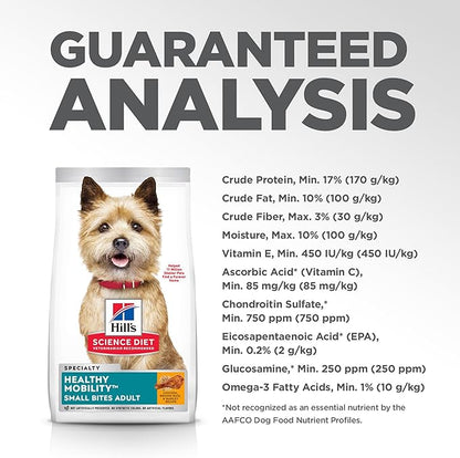 Hill's Science Diet Adult Healthy Mobility Small Bites Dry Dog Food, Chicken Meal, Brown Rice, & Barley, 15.5 lb. Bag