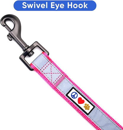 Pawtitas 6 FT Padded Dog Leash with Comfortable Neoprene Padding Handle - Pink Lead | Medium Reflective Dog Leash with Highly Reflective Band Perfect for Medium and Large Dogs and Puppies.