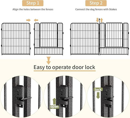 Dog Playpen,32/40/45 Inch Height in Heavy Duty, Folding Indoor Outdoor Anti-Rust Dog Exercise Fence, Portable Pet Playpen with Door for Large Medium Small Dogs and Pet (8 Panels, 40 Inch) Silver