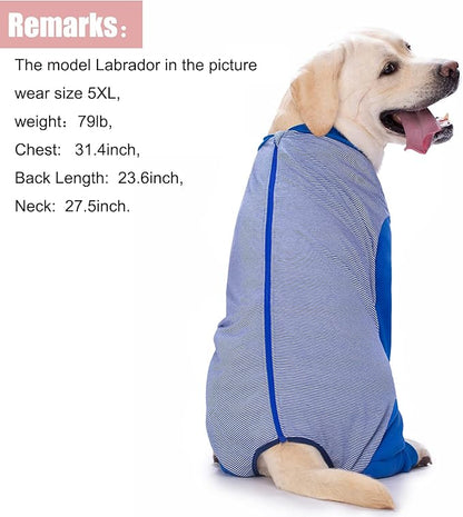 Yeapeeto Dog Onesie Surgery Recovery Suit for Large Medium Bodysuit Dogs Pajamas PJS Full Body for Shedding, Prevent Licking, Wound Protection, Cone Alternative (7X-Large (Pack of 1), Blue)