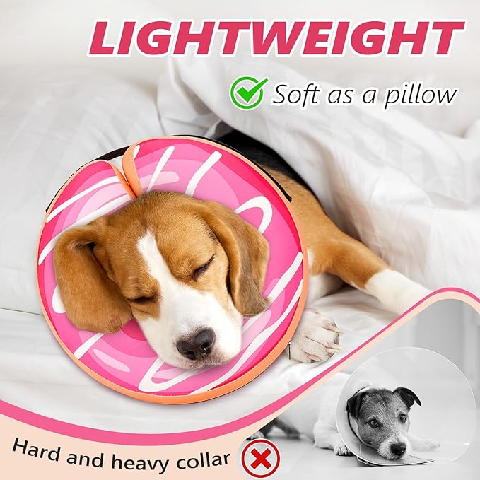 Inflatable Dog Cone Collar to Stop Licking, Soft Neck Donut Collar After Surgery, Adjustable Recovery Cone for Small Medium Large Dogs (Donut,S)