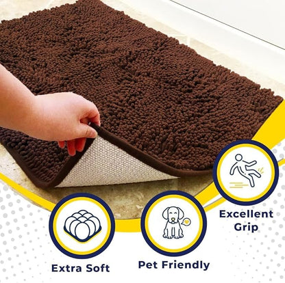 Muddy Mat® | Super Absorbent Door Mat Indoor, Microfiber Quick Dry Chenille Entryway Rug, Non-Slip Front Door Mat, Indoor Mats for Entryway, Machine Washable Pet Rug, Chocolate Brown 5ft x 7ft