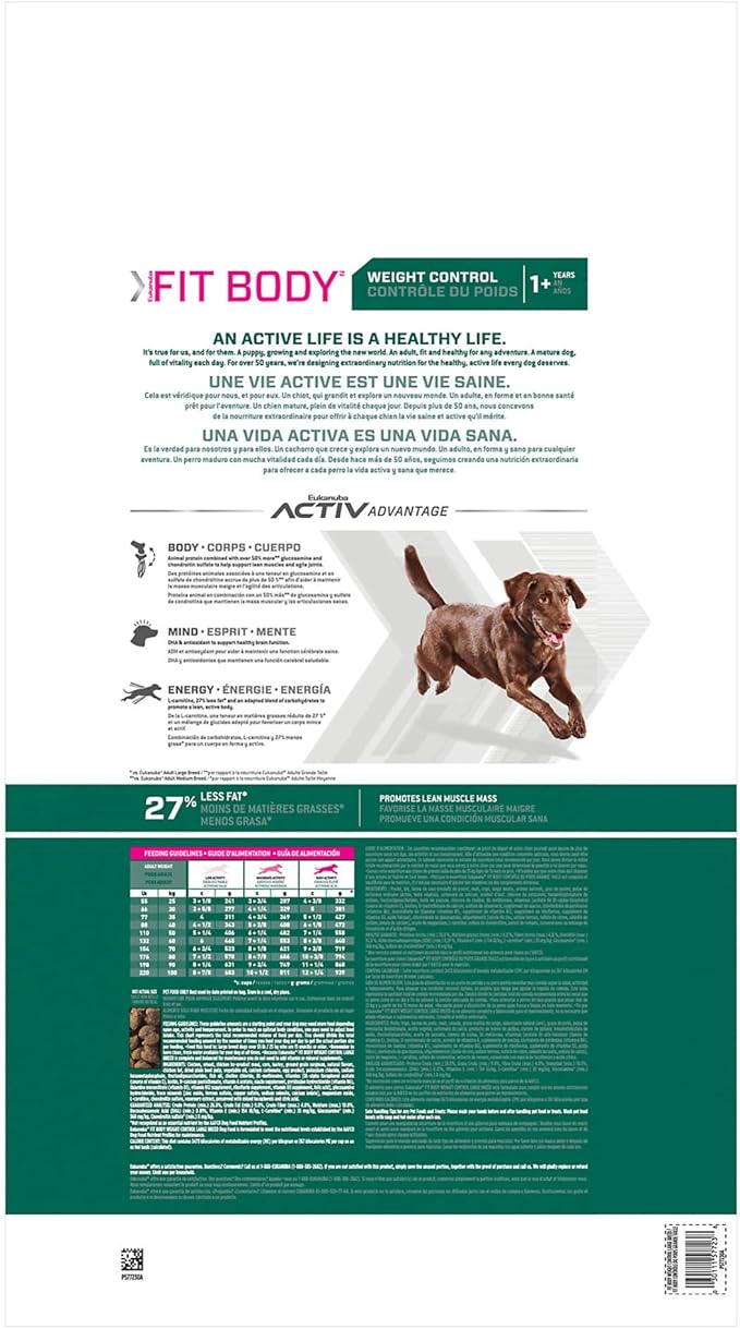 Eukanuba Fit Body Weight Control Large Breed Adult Dry Dog Food, 15 lb Bag