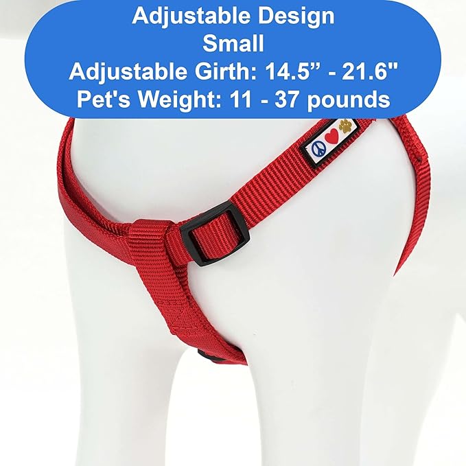 Pawtitas Solid Step-in Dog Harness – Adjustable No-Pull Vest for Puppies to Seniors, Safe & Comfortable S Red