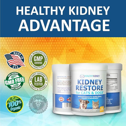 Cat and Dog Kidney Support, Natural Renal Supplements to Support Pets, Feline, Canine Healthy Kidney Function and Urinary Tract. Essential for Pet Health, Pet Alive, Easy to Add to Cats and Dogs Food
