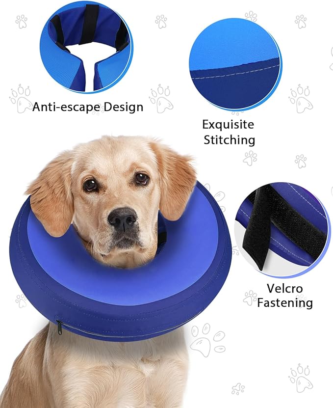MIDOG Soft Inflatable Dog Cone, Donut E-Collar Alternative for After Surgery, Prevents Licking, Allowing Normal Eating & Vision,Comfortable Recovery Collar for Small Medium Large Dogs&Cats,PinkBlue-S