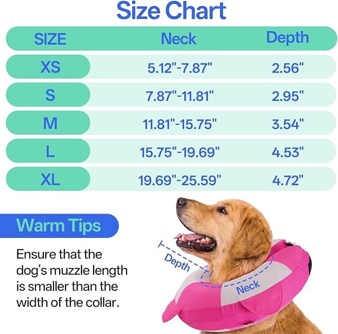 MIGOHI Recovery Collar for Dogs - Inflatable Soft Pillow Cone Alternative, Donut Neck Cone for Wound Licking &Scratching,Adjustable Comfy for Medium Large Dogs Neuter Recovery (X-Large, Rosepink)