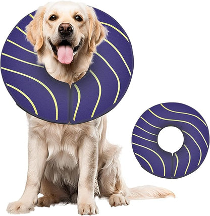 Adjustable Inflatable Dog Cone Collar for Surgery Recovery, Soft Cone for Dogs & Cats, Portable & Washable Dog Donut Collar, Large Cat Cone E Collar (Indigo XL)