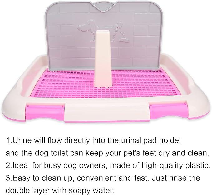 TITA-DONG Puppy Training Toilet Tray, Cat Potty Fence, Dog Scheduled Urination Pad Holder for Small and Medium Dogs (Pink)