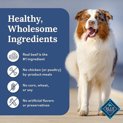 Blue Buffalo Tender Shreds Beef & Chicken Toppers in Savory Broth, Natural Dog Food Complement, Beef, 2.5-oz. Pouch, 24-Count