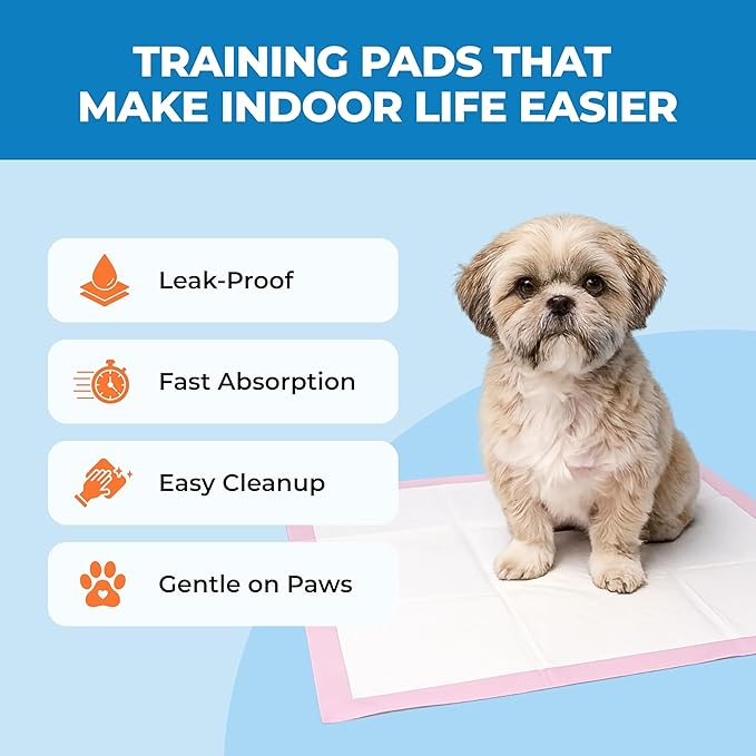 Best Pet Supplies Puppy Pads (22.5 x 22 Inches) - Disposable, Dog Training Potty, Super Absorbent Baby Pink Puppy Pee Pads for Dogs (300 Count)
