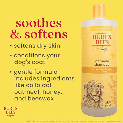 Burt’s Bees for Pets Oatmeal Dog Shampoo with Honey, Soothing Dog Shampoo for Itchy and Sensitive Skin, pH Balanced Formula that Gently Cleans and Moisturizes Dog Coats, 32 Fl Oz - 2 Pack