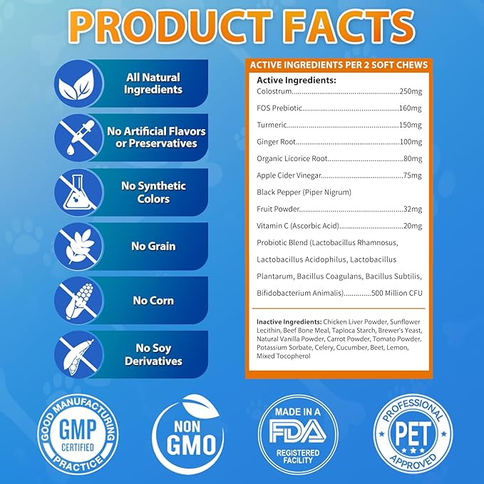 Carmelie Dog Allergy Chews 200 Chews - Dog Itching Skin Relief & Yeast - Itchy Skin and Ears & Anti Licking Paw Relief, Seasonal Allergies, Probiotics Gut Digestive, Skin & Coat Immunity - Chicken