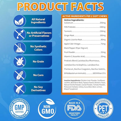 Carmelie Dog Allergy Chews 200 Chews - Dog Itching Skin Relief & Yeast - Itchy Skin and Ears & Anti Licking Paw Relief, Seasonal Allergies, Probiotics Gut Digestive, Skin & Coat Immunity - Chicken