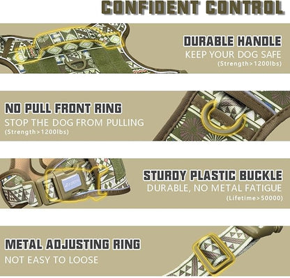 AUROTH Tactical Dog Harness for Large Dogs No Pull Adjustable Pet Harness Reflective K21 Working Training Easy Control Pet Vest Military Service Dog Harnesses