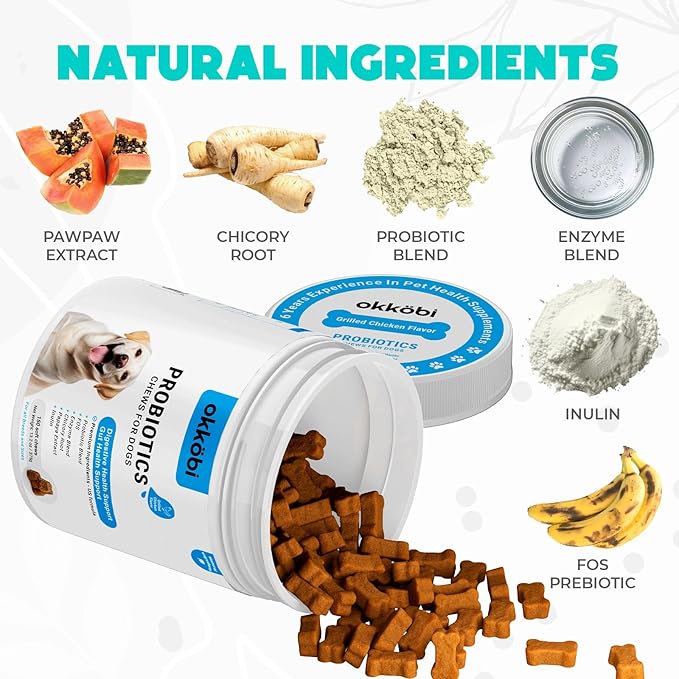 Probiotics for Dogs Chews 150 pcs - Probiotic Chews for Dogs with Enzymes & Natural Ingredients - Digestive & Gut Health Support - US Formula - Chicken Flavored