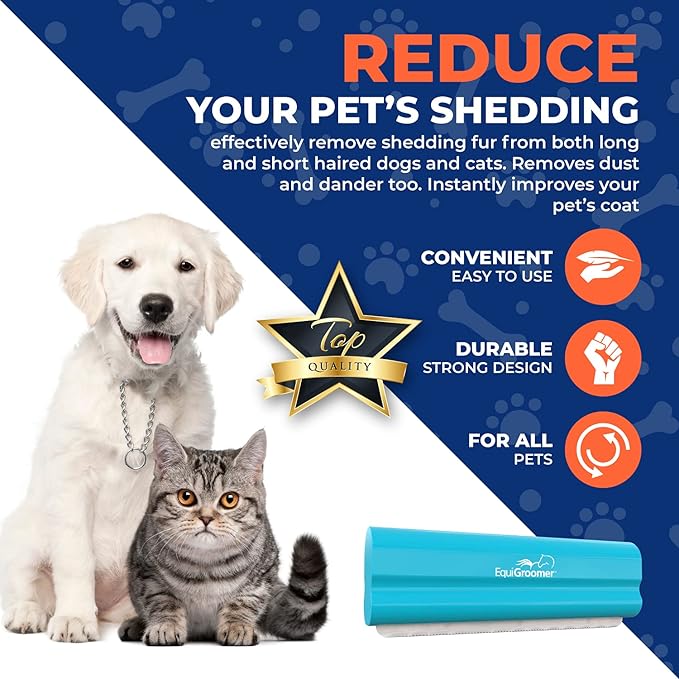 EasyGroomer Deshedding Brush for Dogs & Cats – Undercoat Grooming Tool for Short & Long Hair, Removes Loose Fur & Dirt, Reduces Shedding for Small & Large Pets, Turquoise