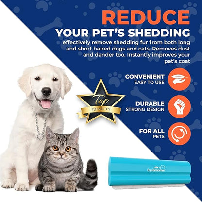 EasyGroomer Deshedding Brush for Dogs & Cats – Undercoat Grooming Tool for Short & Long Hair, Removes Loose Fur & Dirt, Reduces Shedding for Small & Large Pets, Turquoise