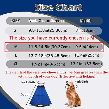 Hard & Heavy Plastic Dog Cone Collar Alternative for Medium Dogs (French Bulldog Dachshund), Adjustable Elizabethan Protective Cone for Healing, Comfortable Recovery Collar Cone of Shame Anti-Lick