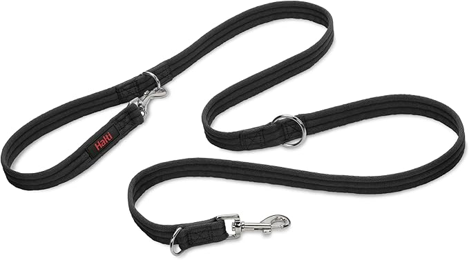 Halti Training Leash - Multifunctional Double-Ended Dog Leash, Ideal for Anti-Pulling Dog Training. Lightweight, Soft & Durable. Suitable for Puppies and Small Dogs (Size Small, Black, 2m)
