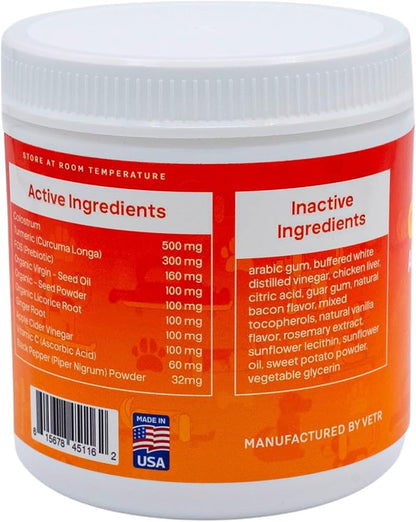 Vetr Allergy Relief Chews for Dogs - Dog Itching Skin Relief, Dog Allergy Treats with Probiotics and Omega-3 - Chicken Flavored 120 Count - Vet-Formulated in USA