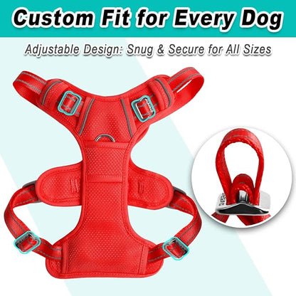 BARKBAY Dog Harness No Pull Mesh for Large Dogs - Adjustable, Reflective, Comfortable, No Choke, Heavy-Duty - Perfect for Outdoor Training, Walking, and Hiking - Strong & Durable - L & Red Mesh