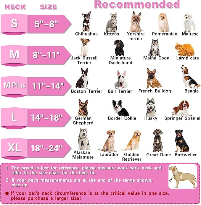 MRSOHRET Dog Cone, Dog Surgery Collar, Inflatable Cones for Small Medium Large Dogs, Pink Recovery Collar, Does not Impede Vision (L Pink)