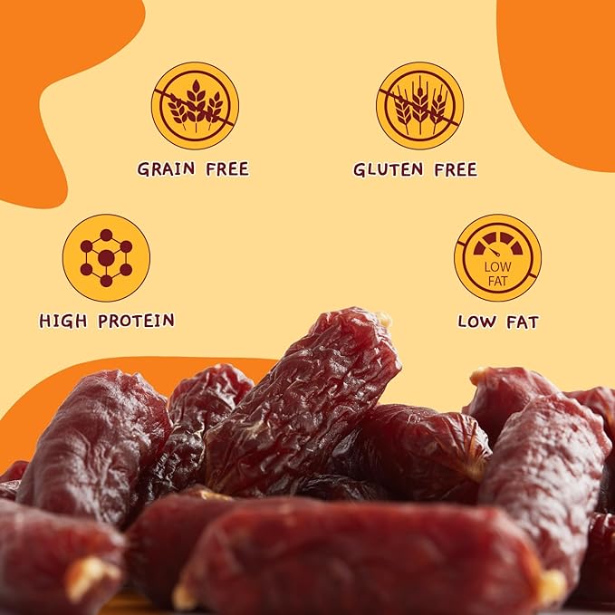 Jungle Calling Soft Beef Sausage Dog Treats, Grain-Free High Protein Tender Beef Jerky, Easy to Chew Training Treats for Small & Medium Dogs, 10.6 oz