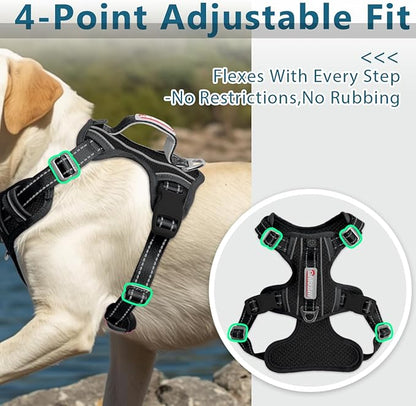 BARKBAY Dog Harness No Pull with ID Tag Pocket - Heavy Duty, Reflective, Easy Control for Large Dogs(Black,M)