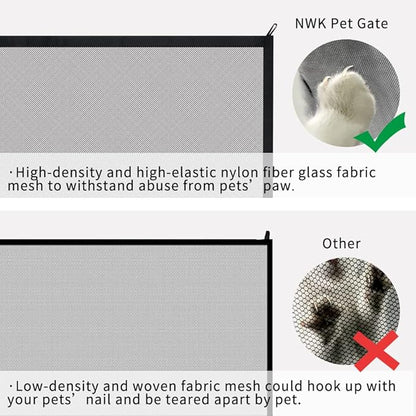 NWK Magic Dog Gate for Stairs Pet Gate for The House Providing a Safe Enclosure for Pets to Play and Rest, 6 Hooks Design (50'' X 30'')