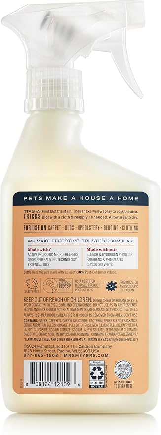 Mrs. MEYER'S CLEAN DAY Pet Stain & Odor Fighter,Orange Blossom Scent,16oz,(Pack of 2)