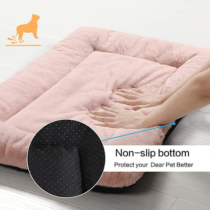 Dog Beds Crate Pad for Medium Dogs Fit Dog Crates,Washable & Anti-Slip Kennel Pad for Dogs Cozy Sleeping Mat,Pink 30inch